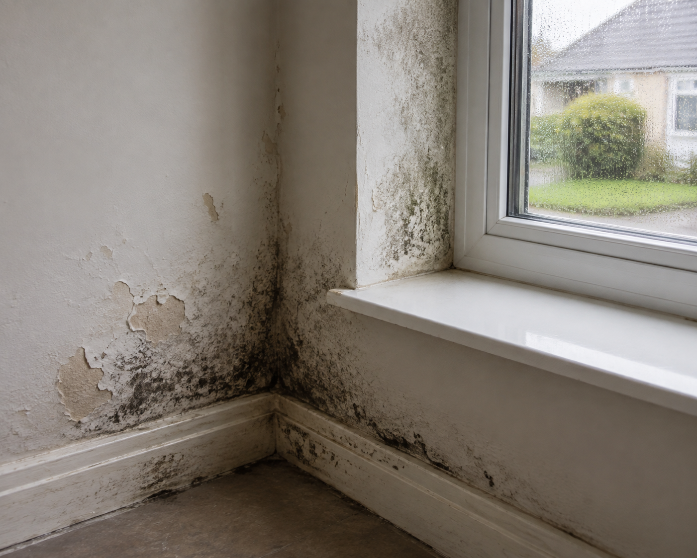 Condensation and mould around an interior window reveal