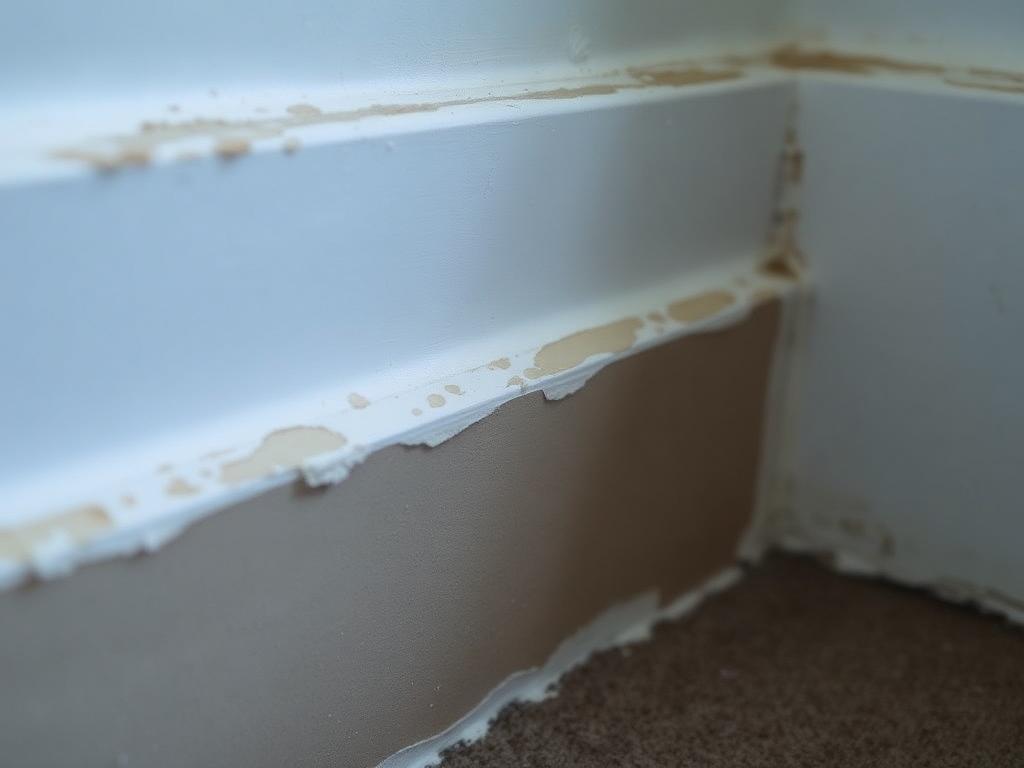 Rising damp tide mark on plaster